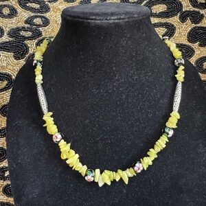 Serpentine Chip & Cloisonne Beaded Necklace